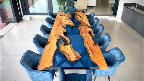 Blue clear epoxy - blue, table