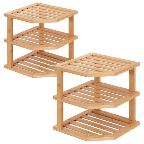 Tier bamboo corner shelf - 3,