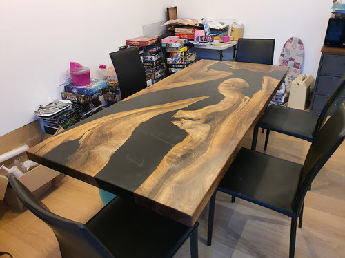 Black epoxy dining table top - epoxy,